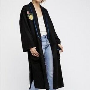 NWOT Free People Embroidered Peacock Long Duster Jacket Size XS/S